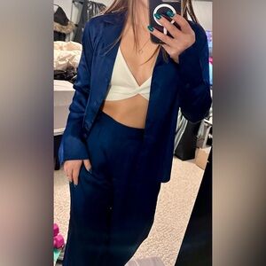 Abercrombie & Fitch Satin Button-Up Shirt and Pant Matching Set